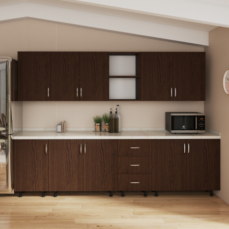 Bucatarii - Bucatarie 240 cm Lungime, Material PAL 18mm, Culoare Wenge, Blat termorezistent 2.8 cm Grosime