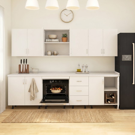 Bucatarii - Bucatarie 240cm Lungime, Material PAL 18mm, Culoare Alb Mat, Blat termorezistent 2.8 cm Grosime