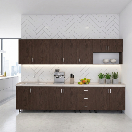 Bucatarii - Bucatarie 260 cm Lungime, Material PAL 18mm, Culoare Wenge, Blat termorezistent 2.8 cm Grosime