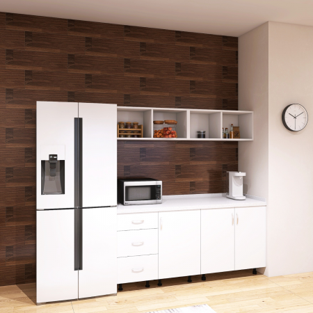 Bucatarii - Bucatarie Mia 160cm, Culoare Alb, Pal 18mm, Blat termorezistent 2,8 cm Grosime