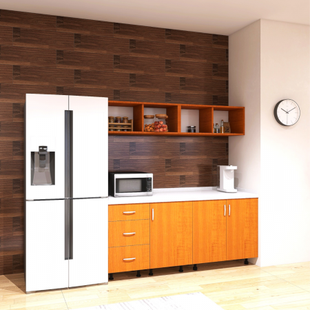 Bucatarii - Bucatarie Mia 160cm, Culoare Cires, Pal 18mm, Blat termorezistent 2,8 cm Grosime