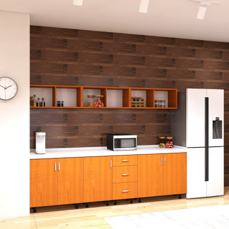 Bucatarii - Bucatarie Mia 240cm, Culoare Cires, Pal 18mm, Blat termorezistent 2,8 cm Grosime