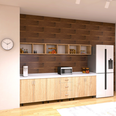 Bucatarii - Bucatarie Mia 240cm, Culoare Stejar Sonoma, Pal 18mm, Blat termorezistent 2,8 cm Grosime