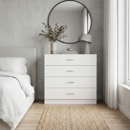 COMODE - Comoda 4 sertare H80 x A50 x L80cm, Culoare Alb , Pal 18mm