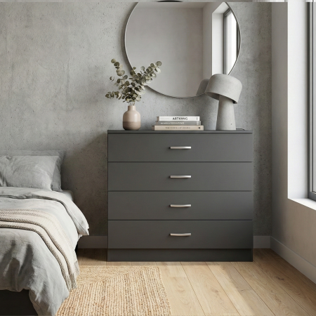 COMODE - Comoda 4 sertare H80 x A50 x L80cm, Culoare Gri Antracit, Pal 18mm