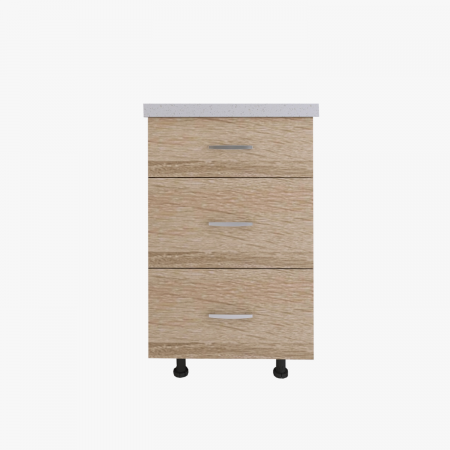 Corp Bucatarie cu 3 sertare, L40 x H90 x A50cm, Culoare Stejar Sonoma , Picioare Reglabile, Blat Termorezistent 2.8 cm [1]