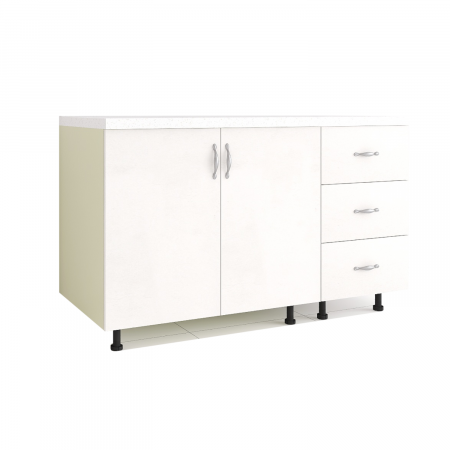 Corpuri Bucatarie Modulare - Corp inferior bucatarie 120cm, PAL 18mm, Blat 2.8cm, Culoare Alb