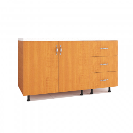 Corpuri Bucatarie Modulare - Corp inferior bucatarie 120cm, PAL 18mm, Blat 2.8cm, Culoare Cires