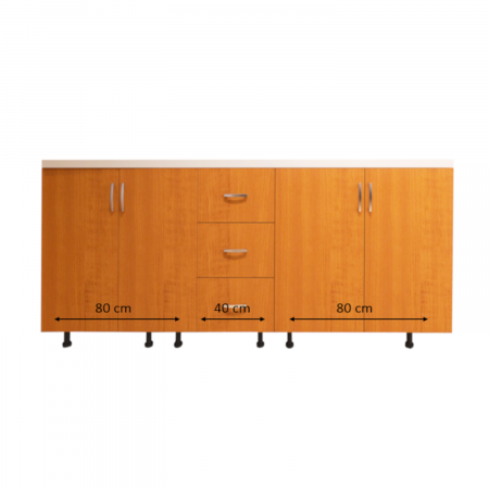 Corp Baza Bucatarie H90 x A50 x L200cm, Culoare Cires, Picioare Reglabile [1]