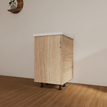 Corpuri Bucatarie Modulare - Corp inferior bucatarie 40cm, PAL 18mm, Blat 2.8cm, Culoare Stejar Sonoma