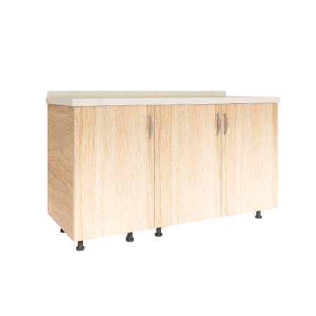 Corpuri Bucatarie Modulare - Corp Inferior Bucatarie cu 3 usi, 120cm Lungime , PAL 18mm, Blat 2.8cm, Culoare Stejar Sonoma