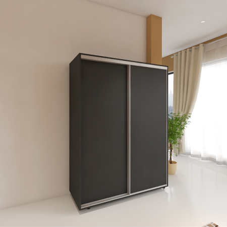 Dressinguri - Dressing Dormitor L120 x H200 x A60 cm, Culoare Gri Antracit, Pal 18mm, Cant ABS, Manere Aluminiu