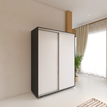 Dressinguri - Dressing Dormitor L120 x H200 x A60 cm, Culoare Gri Antracit, Pal 18mm, Cant ABS, Manere Aluminiu