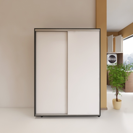 Dressing Dormitor L120 x H200 x A60 cm, Culoare Gri Antracit, Pal 18mm, Cant ABS, Manere Aluminiu [1]