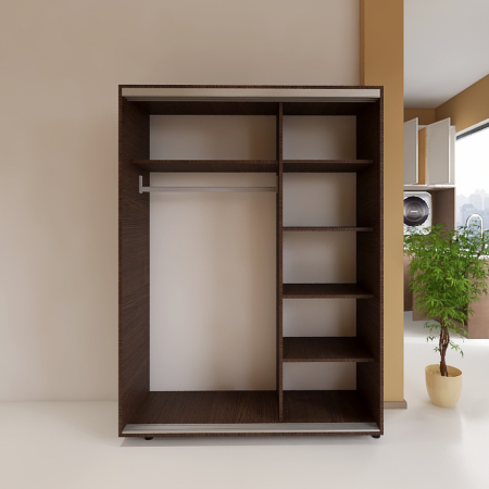 Dressing Dormitor L120 x H200 x A60 cm, Culoare Wenge, Pal 18mm, Cant ABS, Manere Aluminiu [2]