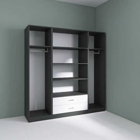 Dressinguri - Dressing Dormitor L170 x H200 x A50 cm, Culoare Gri Antracit , Pal 18mm, Cant ABS