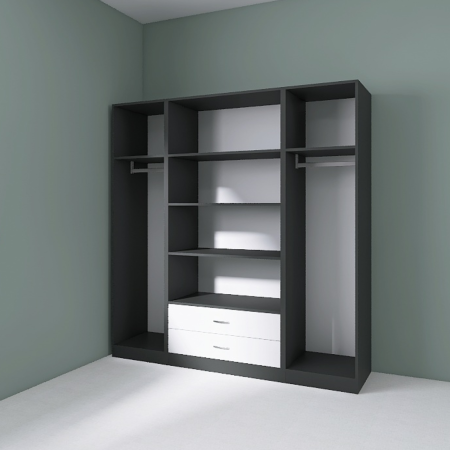 Dressing Dormitor L170 x H200 x A50 cm, Culoare Gri Antracit , Pal 18mm, Cant ABS [1]