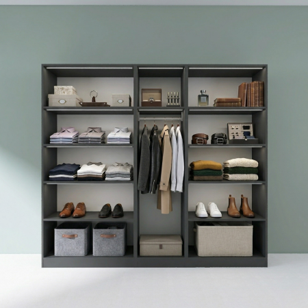 Dressinguri - Dressing Dormitor L205 x H200 x A50 cm, Culoare Gri Antracit , Pal 18mm, Cant ABS