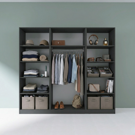 Dressinguri - Dressing Dormitor L240 x H200 x A50 cm, Culoare Gri Antracit , Pal 18mm, Cant ABS