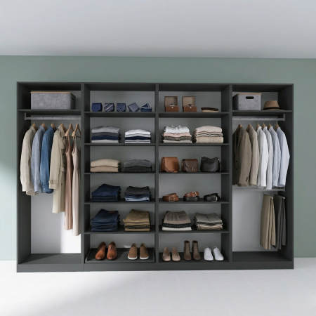 Dressinguri - Dressing Dormitor L320 x H200 x A50 cm, Culoare Gri Antracit , Pal 18mm, Cant ABS