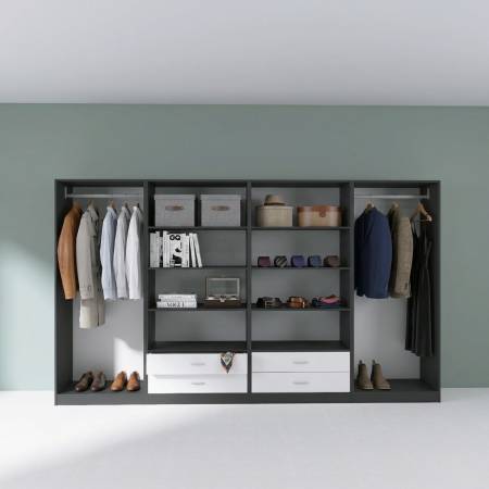Dressinguri - Dressing Dormitor L320 x H200 x A50 cm, Culoare Gri Antracit , Pal 18mm, Cant ABS