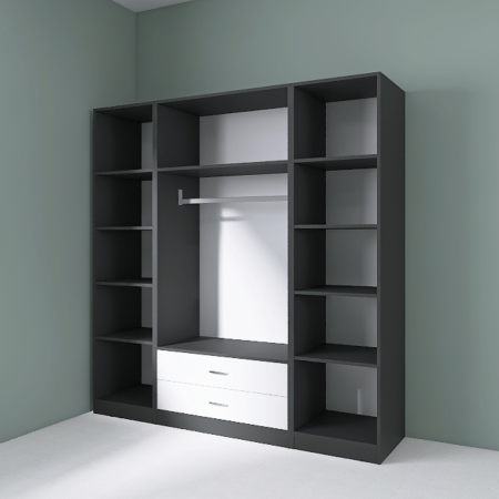 Dressing Dormitor L170 x H200 x A50 cm, Culoare Gri Antracit , Pal 18mm, Cant ABS [2]