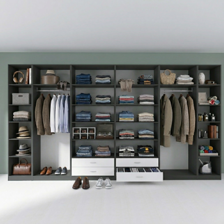 Dressinguri - Dressing Dormitor L410 x H200 x A50 cm, Culoare Gri Antracit , Pal 18mm, Cant ABS