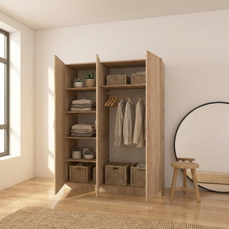 Dulap cu 3 usi - Dulap 3 usi 120 x 50 x 200cm, Culoare  Stejar Sonoma, Pal 18mm