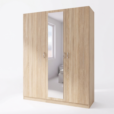 Dulap 3 usi cu Oglinda, L120 x A50 x H200cm, Culoare  SONOMA, Pal 18mm [1]
