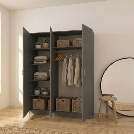 Dulap cu 3 usi - Dulap 3 usi L120 x A50 x H200cm, Culoare  Gri Antracit, Pal 18mm