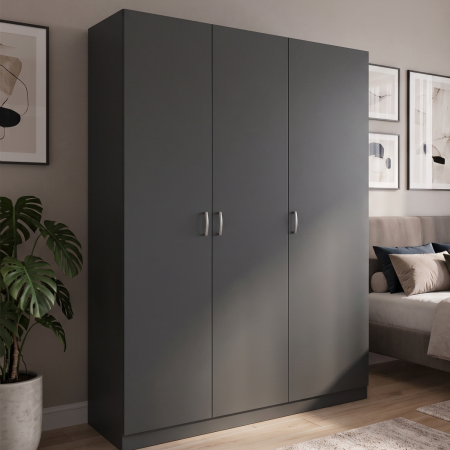 Dulap cu 3 usi - Dulap C69 cu 3 uși, Gri Antracit, 120 × 50 × 200 cm