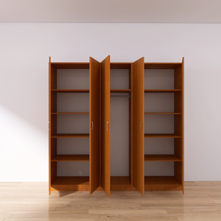 Dulap 6 usi - Dulap 5 usi cu rafturi si bara haine , H200 X L205 X A50cm, PAL 18mm, Culoare CIRES