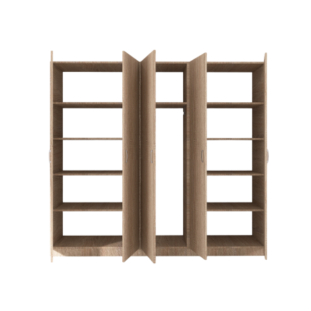 Dulap 5 usi cu rafturi si bara haine , H200 X L205 X A50cm, PAL 18mm, Culoare Stejar Sonoma [2]