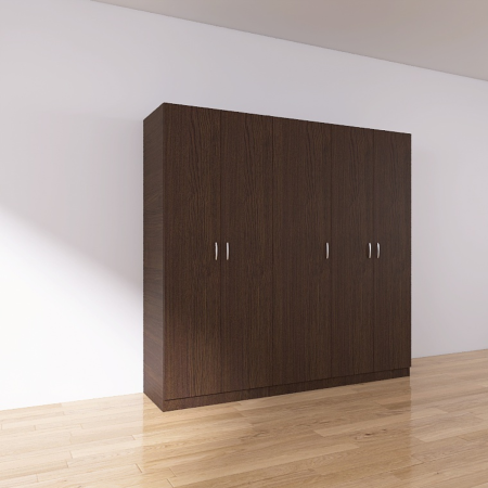 Dulap 6 usi - Dulap 5 usi cu rafturi si bara haine , H200 X L205 X A50cm, PAL 18mm, Culoare WENGE