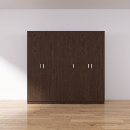 Dulap 5 usi cu rafturi si bara haine , H200 X L205 X A50cm, PAL 18mm, Culoare WENGE [2]