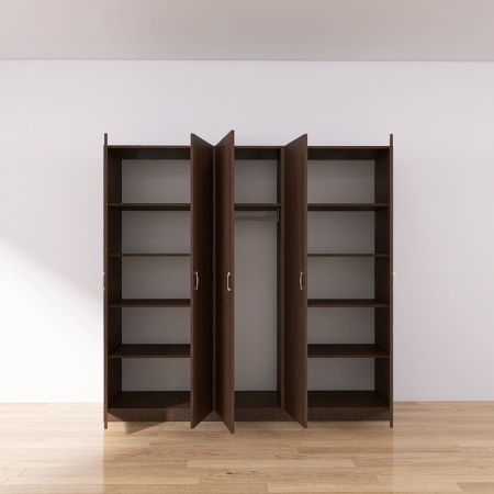 Dulap 5 usi cu rafturi si bara haine , H200 X L205 X A50cm, PAL 18mm, Culoare WENGE [1]