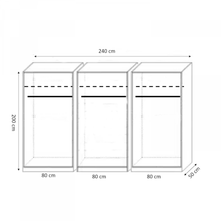 Dulap cu 6 usi cu bara haine si rafturi, H200 X L240 X A50cm, PAL 18mm, Culoare Alb [1]