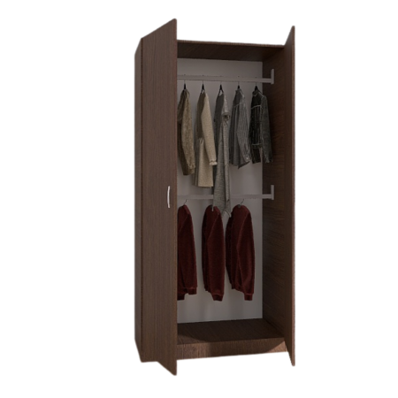 Dulapuri - Dulap EC63 Wenge cu două uși și două bare pentru haine, 80 × 50 × 200 cm