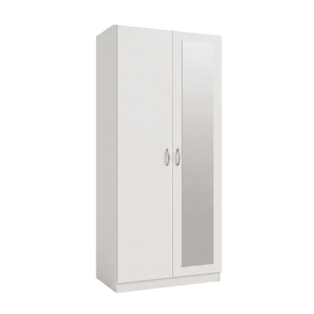 Dulap cu 2 usi - Dulap cu 4 rafturi cu Oglinda,  H200 X L80 X A50cm, PAL 18mm, Culoare ALB