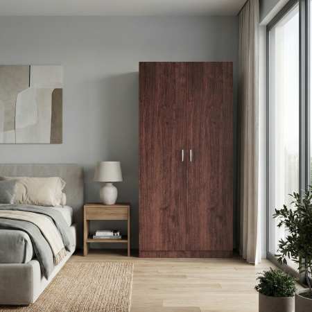 Dulap cu 2 usi - Dulap cu 4 rafturi H200 X L80 X A50cm, PAL 18mm, Culoare Wenge