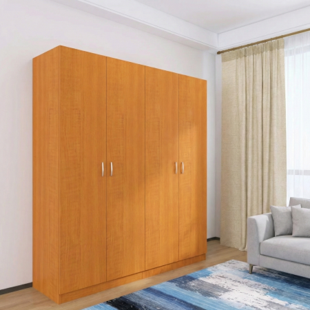 Dulap 4 usi - Dulap cu 4 usi cu bara haine si rafturi H200 X L160 X A50cm, PAL 18mm, Culoare Cires