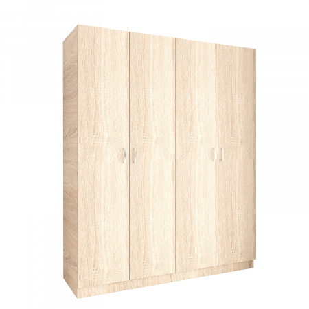 Dulap cu 4 usi cu bara haine si rafturi, H200 X L160 X A50cm, PAL 18mm, Culoare Sonoma [1]