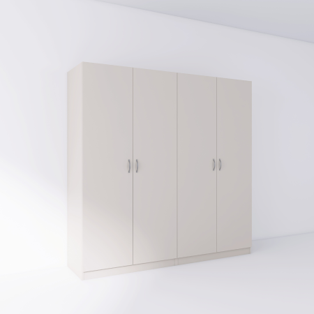Dulapuri - Dulap cu 4 usi cu bara haine si rafturi, H200 X L200 X A50cm, PAL 18mm, Culoare CASMIR