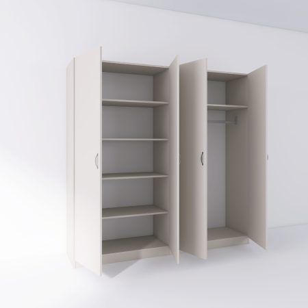 Dulap cu 4 usi cu bara haine si rafturi, H200 X L200 X A50cm, PAL 18mm, Culoare CASMIR [1]