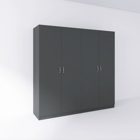 Dulap cu 4 usi cu bara haine si rafturi, H200 X L200 X A50cm, PAL 18mm, Culoare GRI ANTRACIT [1]
