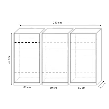 Dulap AlexaMob ALXC454 Gri Antracit, 6 uși, 240 × 50 × 200 cm [1]