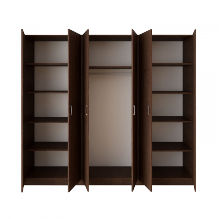 Dulap cu 6 usi cu bara haine si rafturi, H200 X L240 X A50cm, PAL 18mm, Culoare Wenge [1]