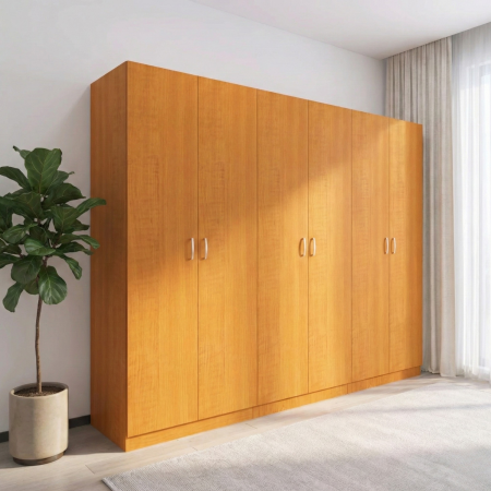 Dulap 6 usi - Dulap cu 6 usi cu rafturi, H200 X L240 X A50cm, PAL 18mm, Culoare Cires