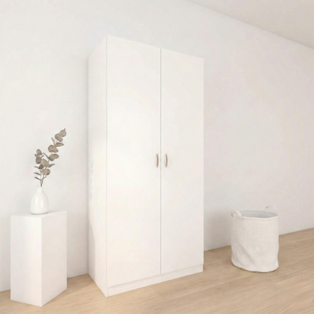 Dulap cu Bara Haine D3,  H200 X L80 X A50cm, PAL 18mm, Culoare Alb [1]