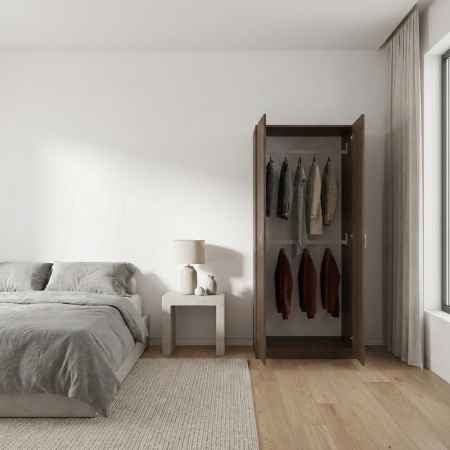 Dulap cu 2 usi - Dulap cu 2 Bare Haine D3,  H200 X L80 X A50cm, PAL 18mm, Culoare Wenge